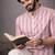 Pink color linen fabric smart and casual short kurta for men's