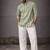 Green color linen fabric smart and casual short kurta for men's