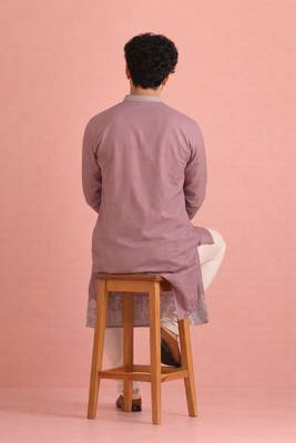 Lavendar color designer embroidered men's ceremonial kurta payjama 2