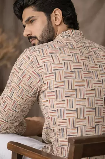 White color linen fabric smart and casual short kurta for men's