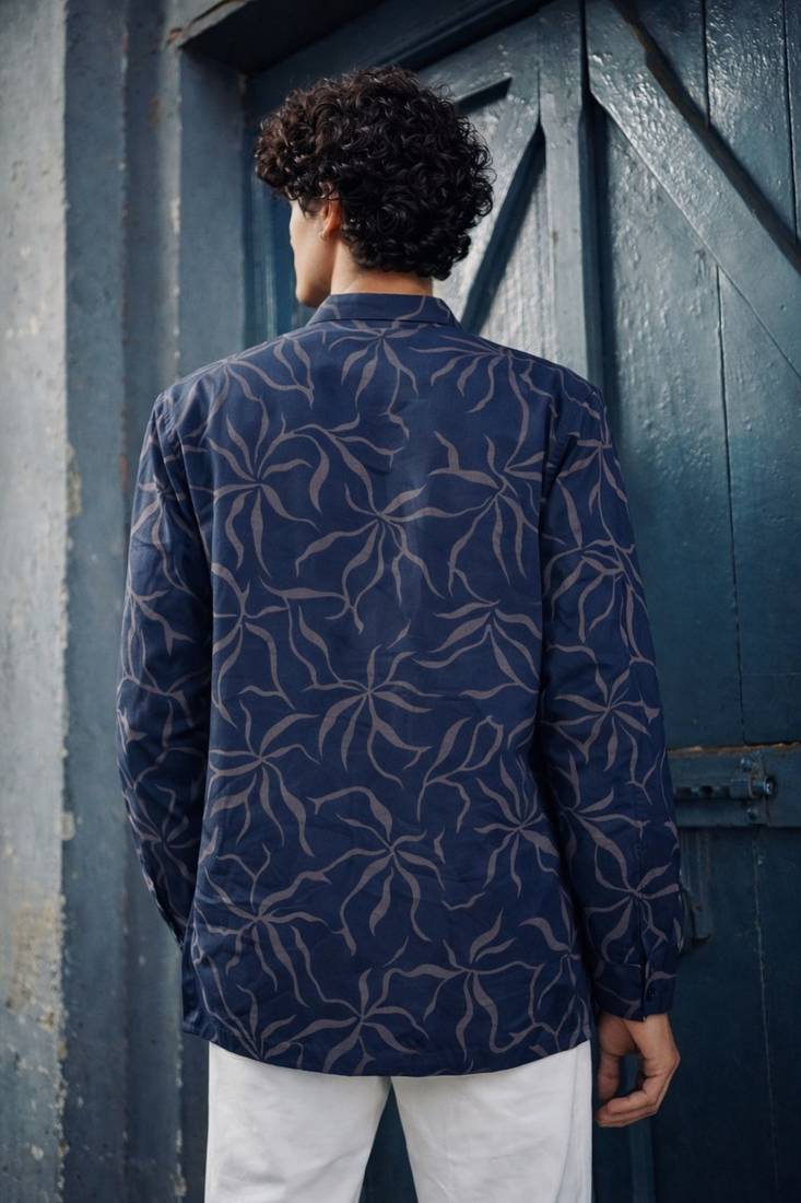 Navy blue color linen fabric smart and casual short kurta for men's