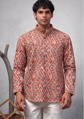 Multicolor color linen fabric smart and casual short kurta for men's 1