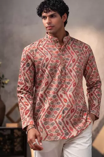 Multicolor color linen fabric smart and casual short kurta for men's