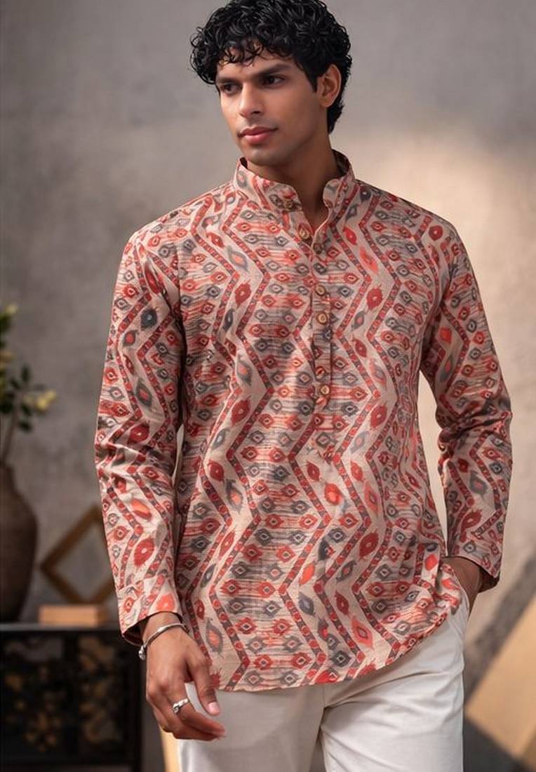 Multicolor color linen fabric smart and casual short kurta for men's