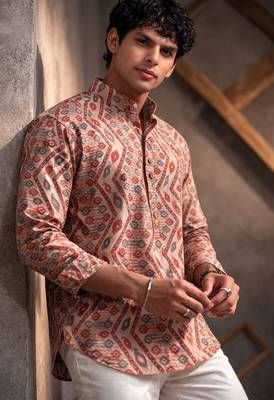 Multicolor color linen fabric smart and casual short kurta for men's 4