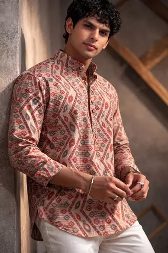 Multicolor color linen fabric smart and casual short kurta for men's