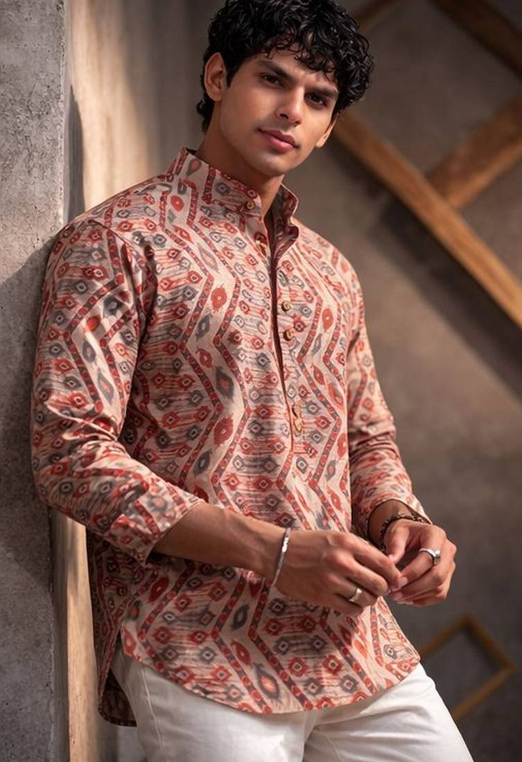 Multicolor color linen fabric smart and casual short kurta for men's
