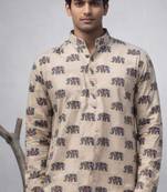 White color linen fabric smart and casual short kurta for men's