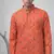 Orange color linen fabric smart and casual short kurta for men's