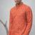 Orange color linen fabric smart and casual short kurta for men's