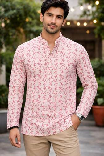 White color linen fabric smart and casual short kurta for men's