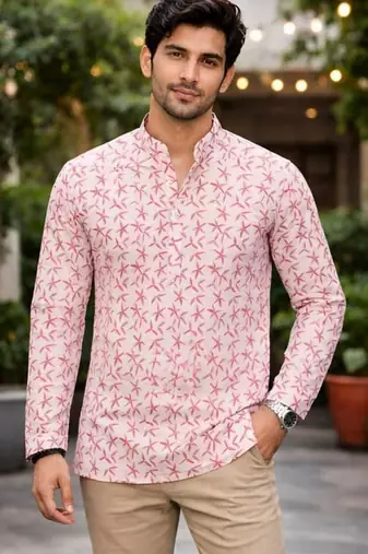 White color linen fabric smart and casual short kurta for men's