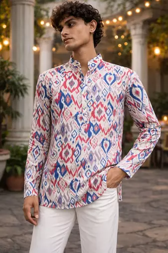 Multicolor color linen fabric smart and casual short kurta for men's