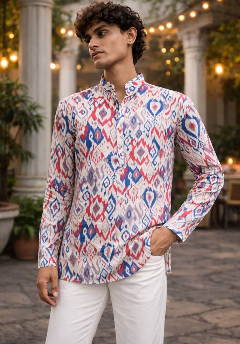 Multicolor color linen fabric smart and casual short kurta for men's