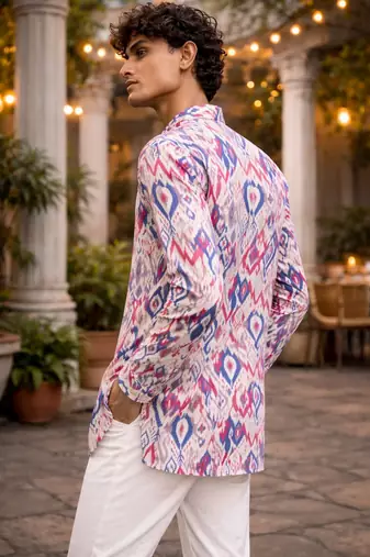 Multicolor color linen fabric smart and casual short kurta for men's