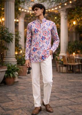 Multicolor color linen fabric smart and casual short kurta for men's 3