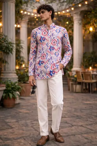 Multicolor color linen fabric smart and casual short kurta for men's
