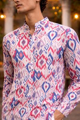 Multicolor color linen fabric smart and casual short kurta for men's 4