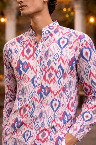 Multicolor color linen fabric smart and casual short kurta for men's