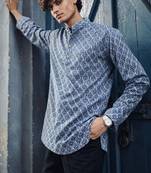 Blue color linen fabric smart and casual short kurta for men's