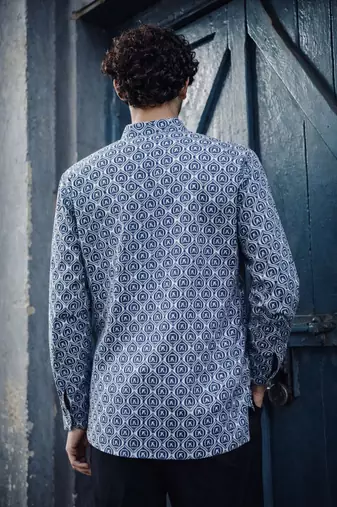 Blue color linen fabric smart and casual short kurta for men's