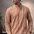 Orange color linen fabric smart and casual short kurta for men's