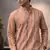 Orange color linen fabric smart and casual short kurta for men's