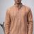 Orange color linen fabric smart and casual short kurta for men's