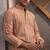 Orange color linen fabric smart and casual short kurta for men's