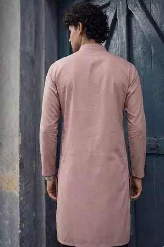 Dusty pink color designer embroidered men's ceremonial kurta payjama