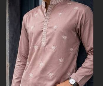 Dusty pink color designer embroidered men's ceremonial kurta payjama 3