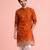 Orange color designer embroidered men's ceremonial kurta payjama