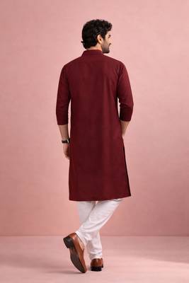 Maroon color designer embroidered men's ceremonial kurta payjama 2