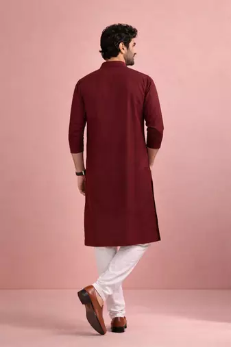 Maroon color designer embroidered men's ceremonial kurta payjama