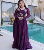 Wine color beautiful ceremonial gown for ethnic stylish looks
