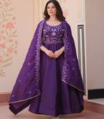 Purple color beautiful ceremonial gown for ethnic stylish looks