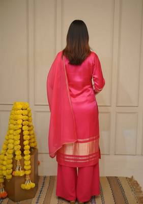 Pink color viscoce stylish fancy kurta set for girls 2