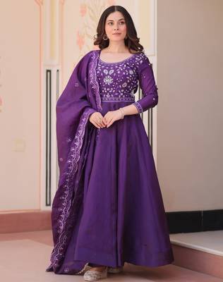 Purple color beautiful ceremonial gown for ethnic stylish looks 4