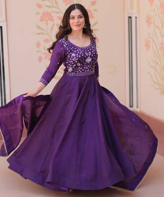 Purple color beautiful ceremonial gown for ethnic stylish looks 5