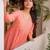 Peach color cotton blended girlie top with bottom for rich girlie looks