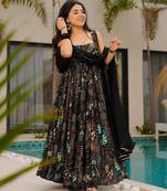 Black color trendy and stylish gown for ethnic girlie looks