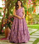 Purple color trendy and stylish gown for ethnic girlie looks