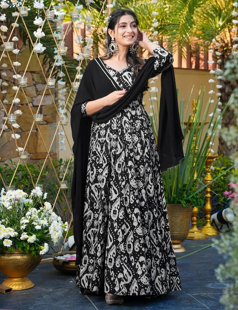 Black color trendy and stylish gown for ethnic girlie looks