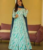 Sea green color trendy and stylish gown for ethnic girlie looks