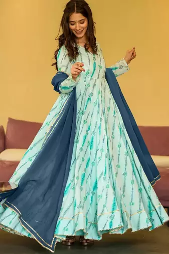 Sea green color trendy and stylish gown for looks
