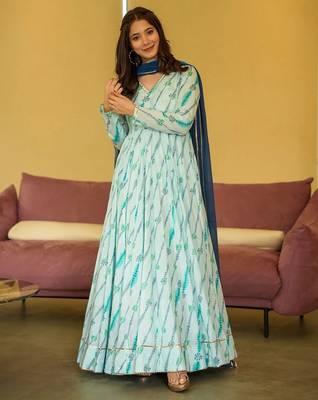 Sea green color trendy and stylish gown for looks 3