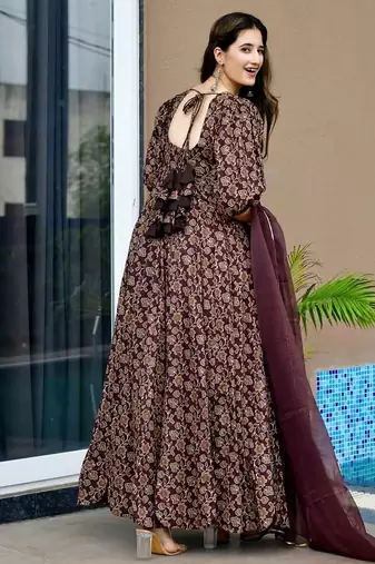 Brown color trendy and stylish gown for looks