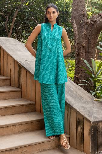 Sea green color beautiful girlie top bottom set for stylish party looks