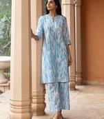 Sky blue color beautiful girlie top bottom set for stylish party looks