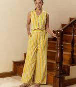 Yellow color beautiful girlie top bottom set for stylish party looks